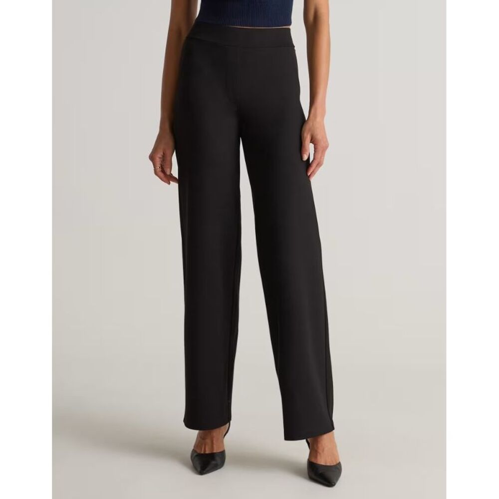 Quince Black Wide-Leg Pull-On Pants